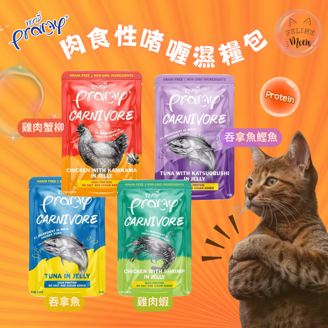 Pramy carnivore jelly carnivorous jelly cat wet food pack - 4 flavors (70g)