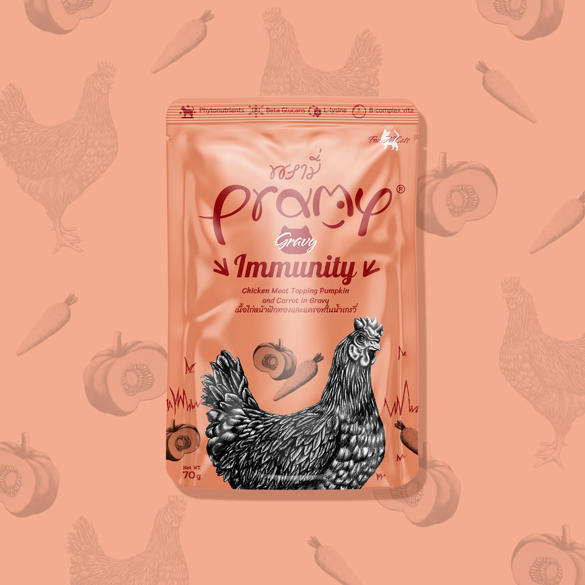 Pramy functional gravy functional gravy cat wet food pack - 6 flavors (70g)