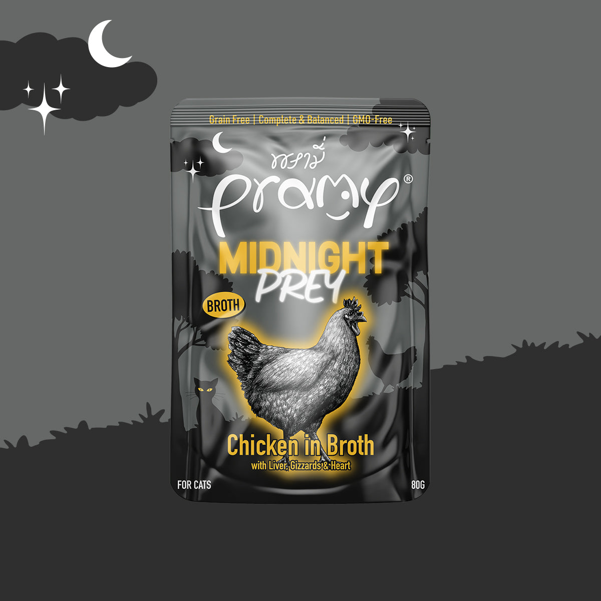 Pramy Midnight Prey Cat Staple Food Wet Food Pack - 4 Flavors (80g)