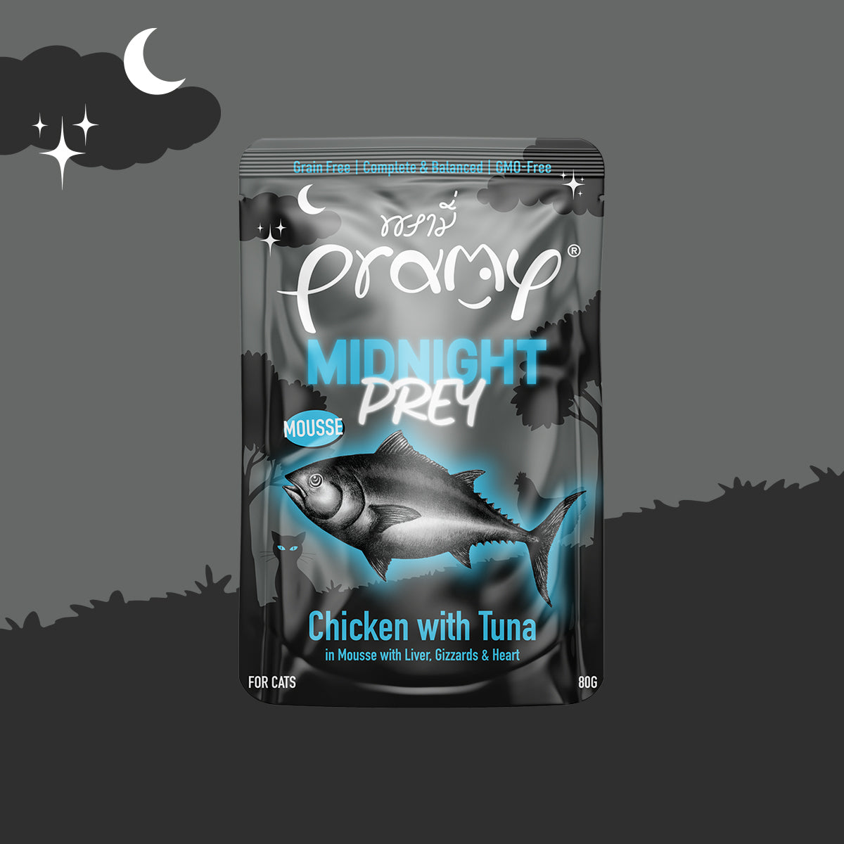 Pramy Midnight Prey Mousse Cat Staple Food Wet Food Pack - 2 Flavors (80g)