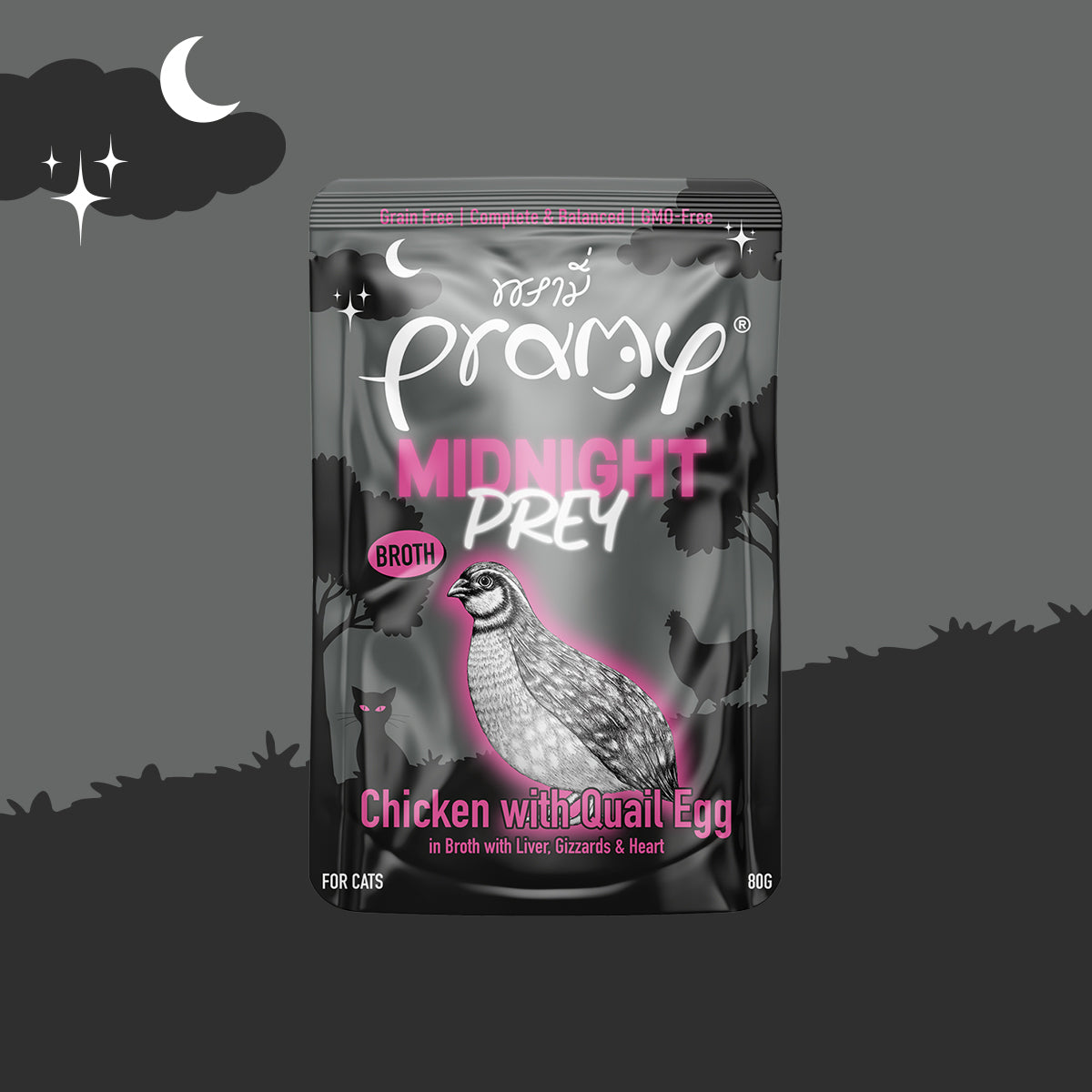 Pramy Midnight Prey Cat Staple Food Wet Food Pack - 4 Flavors (80g)