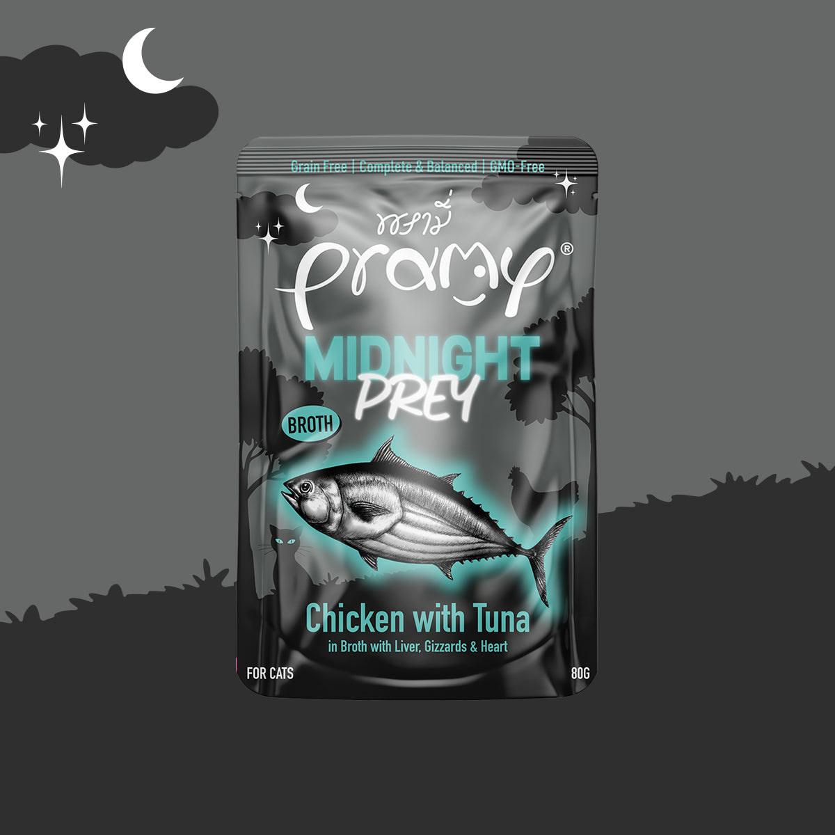 Pramy Midnight Prey Cat Staple Food Wet Food Pack - 4 Flavors (80g)