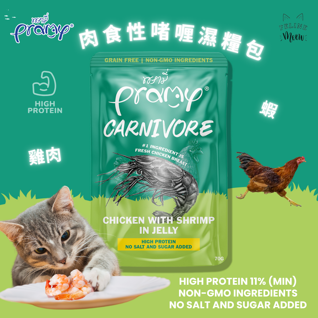 Pramy carnivore jelly carnivorous jelly cat wet food pack - 4 flavors (70g)